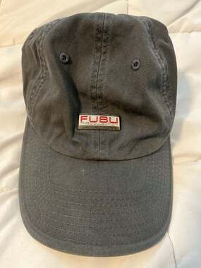 Vintage FUBU The Collection Grey Cotton Strapback Dad Hat with Metal Logo